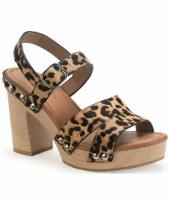 Sun + Stone Delilah Womens Calf Hair Studded Platform Sandals