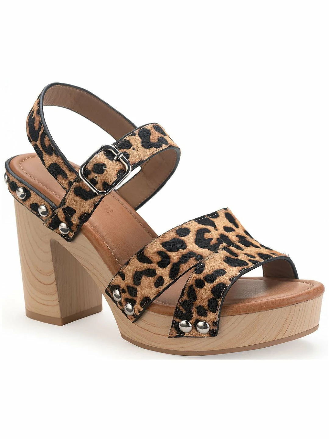 Sun + Stone Delilah Womens Calf Hair Studded Platform Sandals 1 Sun + Stone Delilah Womens Calf Hair Studded Platform Sandals