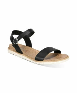 Sun + Stone Mattie Womens Faux Leather Open Toe Flats