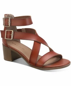 Sun + Stone Quinnp Womens Faux Leather Block Heel Strappy Sandals