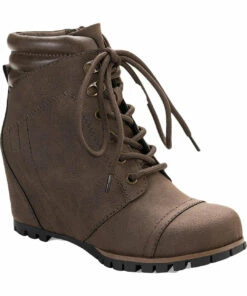 Sun + Stone Lizzie P Womens Faux Leather Lace-Up Ankle Boots