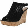 Sun + Stone Charlize Womens Faux Suede Adjustable Wedge Heels