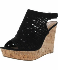 Sun + Stone Charlize Womens Faux Suede Adjustable Wedge Heels