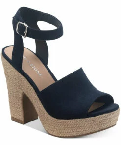 Sun + Stone Fey Womens Faux Suede Ankle Strap Heels
