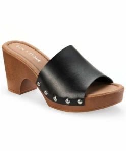 Sun + Stone Alina Womens Faux Leather Studded Mule Sandals