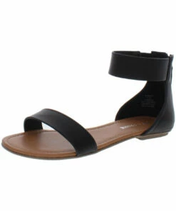 Sun + Stone Keley Womens Faux Leather Gladiator Flat Sandals