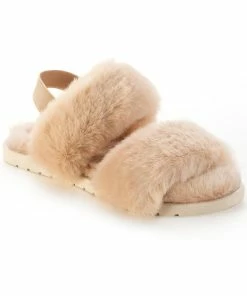 Sun + Stone Emmaa Womens Faux Fur Open Toe Slingback Sandals