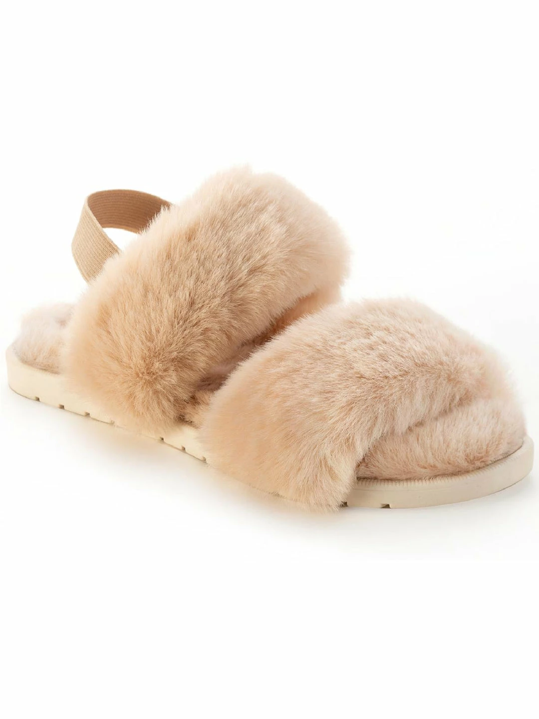Sun + Stone Emmaa Womens Faux Fur Open Toe Slingback Sandals 1 Sun + Stone Emmaa Womens Faux Fur Open Toe Slingback Sandals