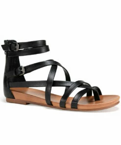 Sun + Stone Charley Womens Faux Leather Strappy Gladiator Sandals