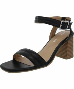 Sun + Stone Seffie Womens Faux Leather Ankle Strap Block Heels