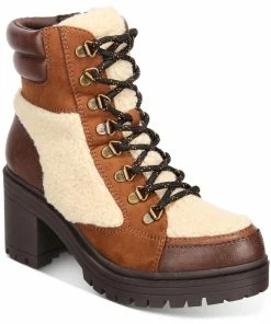 Sun + Stone Cookie Womens Microfiber Ankle Combat & Lace-up Boots