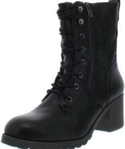 Sun + Stone Sloanie Womens Faux Leather Lace-Up Booties