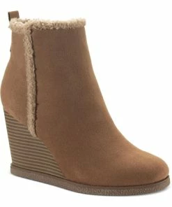 Sun + Stone Camillia F Womens Faux Suede Ankle Wedge Boots