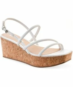 Sun + Stone Bella Womens Faux Leather Buckle Wedge Sandals