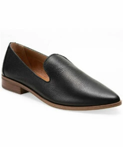 Sun + Stone Selenna Womens Leather Pointed Toe Smoking Loafers