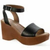 Sun + Stone Audreey Womens Faux Leather Ankle Strap Wedge Sandals