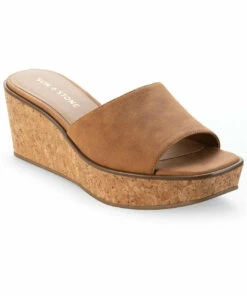 Sun + Stone Womens Faux Leather Platform Wedge Sandals