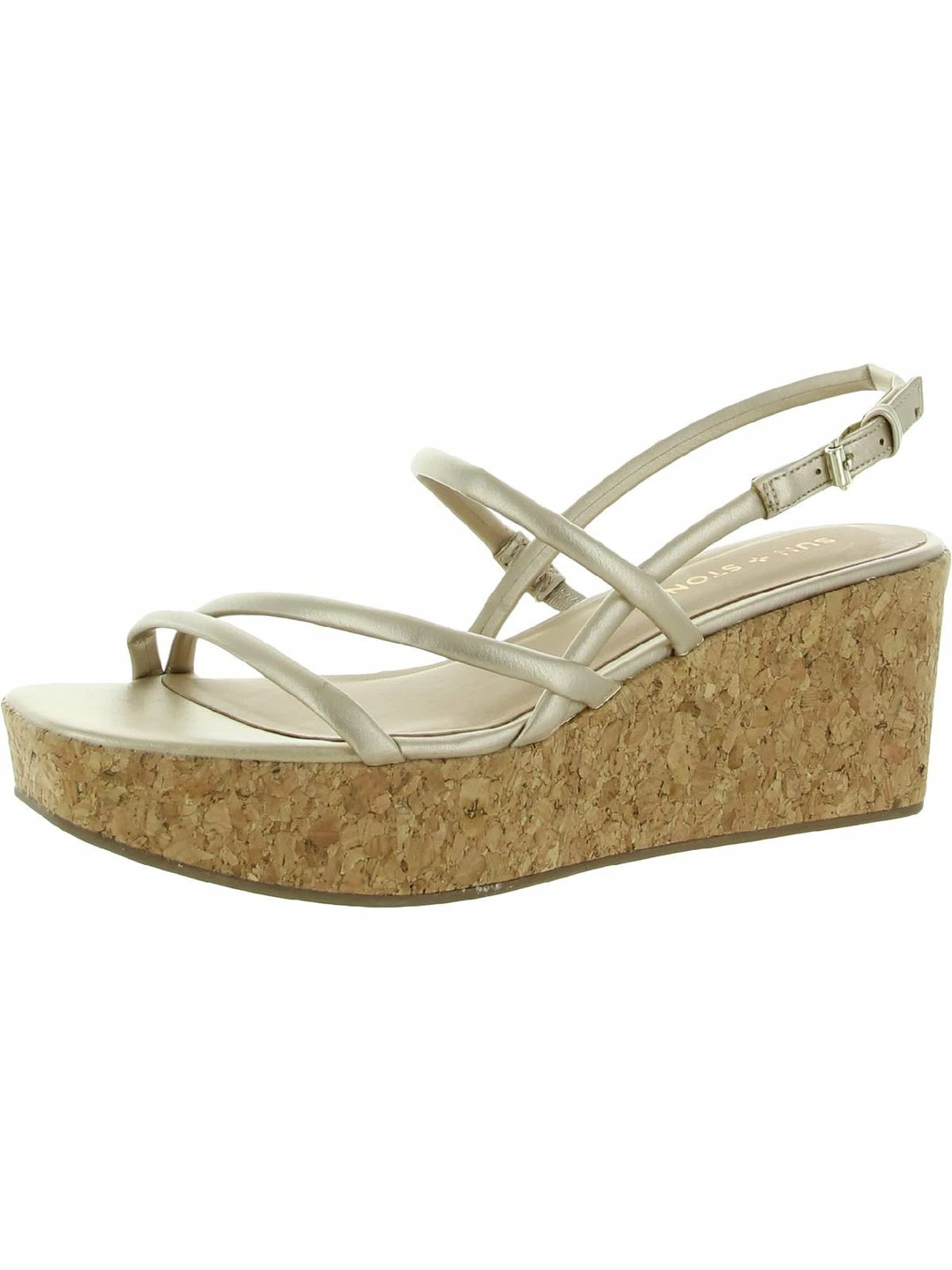 Sun + Stone Bella Womens Faux Leather Buckle Wedge Sandals 6 Sun + Stone Bella Womens Faux Leather Buckle Wedge Sandals - Image 6