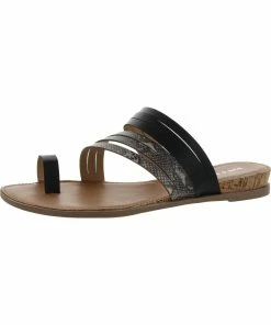 Sun + Stone KYEP Womens Faux Leather Slip on Flat Sandals