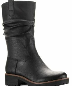 Sun + Stone Nellieep Womens Faux Leather Lug Sole Mid-Calf Boots