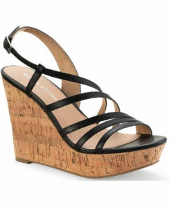 Sun + Stone Natasha Womens Faux Leather Slingback Wedge Sandals