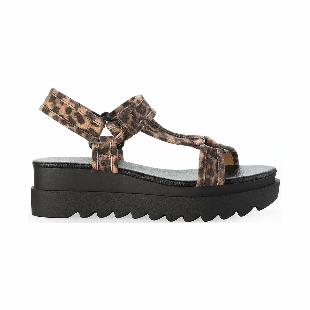 Sun + Stone Stacii Womens Leopard Canvas Wedge Sandals 2 Sun + Stone Stacii Womens Leopard Canvas Wedge Sandals - Image 2
