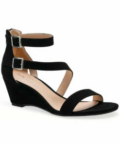 Sun + Stone Jessie Womens Ankle Strap Embossed Wedge Sandals