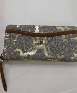 Hobo women Max Large Continental Wallet in Golden Herringbone